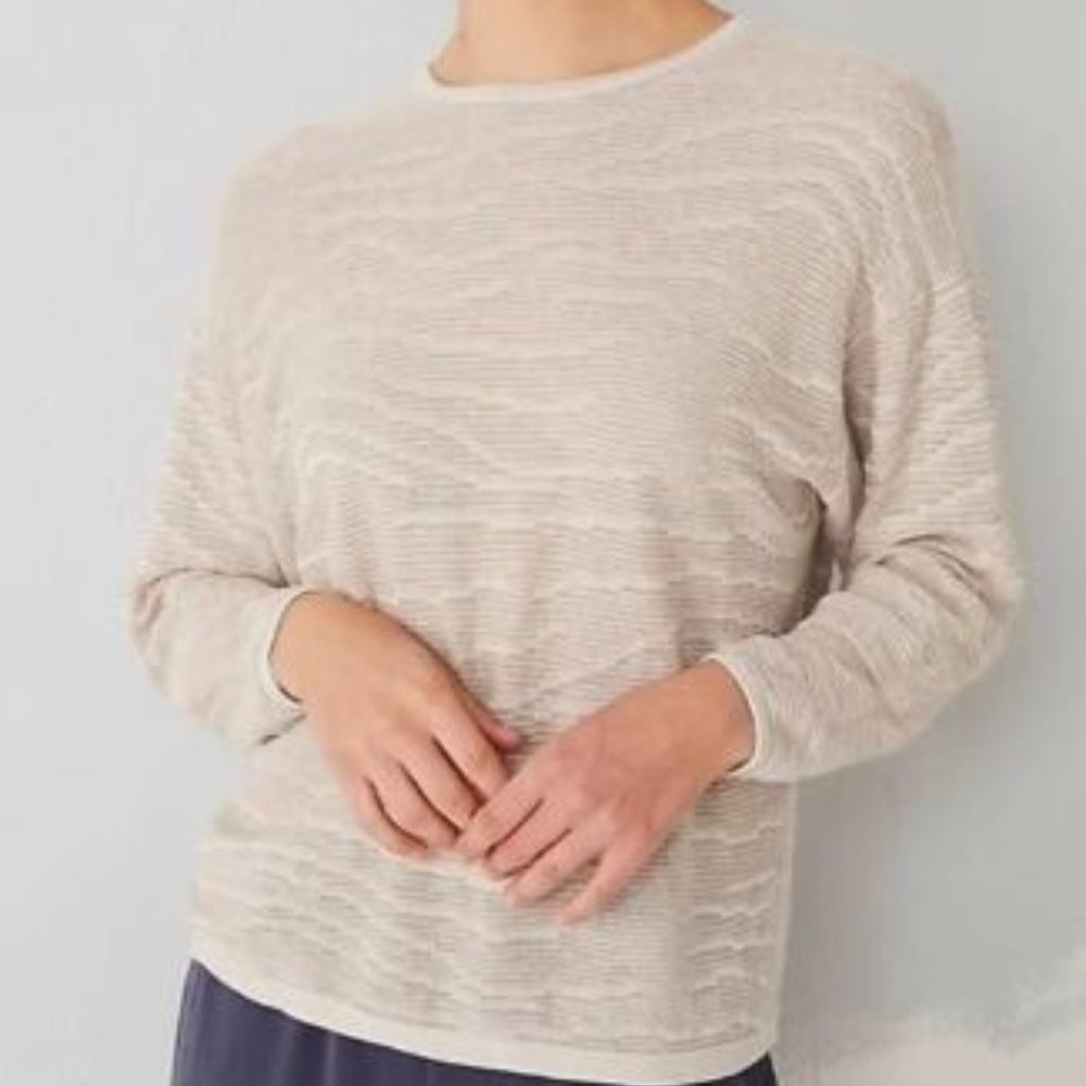 NEW J Jill Pure Jill Textured Dolman Sweater Tan Barley Cork Linen Blend 2X